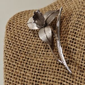 Vintage Bond Boyd Sterling Silver Orchid Flower Pin Brooch